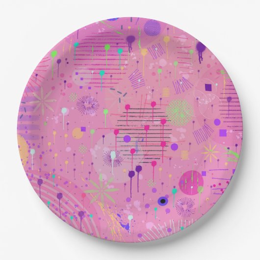 Seasonal Fruit Salad: Abstract Painting Pappteller (Vorderseite)