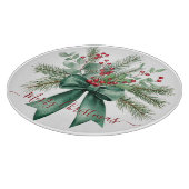 Seasonal Greenery with Red Script Holiday Message Schneidebrett (Ecke)