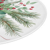 Seasonal Greenery with Red Script Holiday Message Schneidebrett (Ecke)