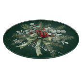 Seasonal Greenery with White Script  Schneidebrett (Ecke)