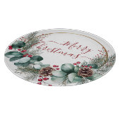 Seasonal Greenery with White Script  Schneidebrett (Ecke)