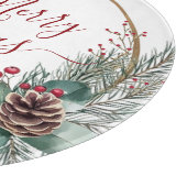Seasonal Greenery with White Script  Schneidebrett (Ecke)