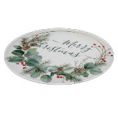 Seasonal Greenery with White Script  Schneidebrett (Ecke)