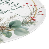Seasonal Greenery with White Script  Schneidebrett (Ecke)