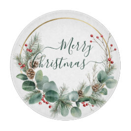 Seasonal Greenery with White Script  Schneidebrett