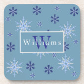 Seasonal Snowflake With Monogram Getränkeuntersetzer (Vorderseite)