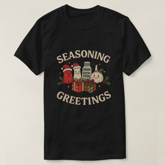 Seasoning Greetings Funny Chef Christmas Design T-Shirt (Design vorne)