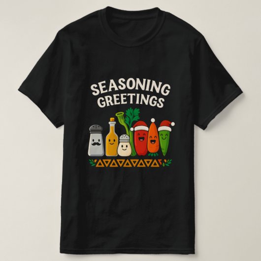 Seasoning Greetings Funny Chef Christmas Design T-Shirt (Design vorne)