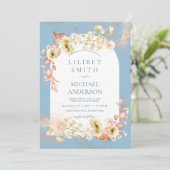Seasons Dusty Blue Coral Floral Mix Hochzeit (Stehend Vorderseite)