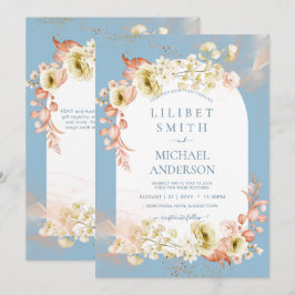 Seasons Dusty Blue Coral Floral Mix Hochzeit