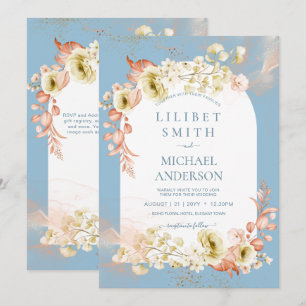 Seasons Dusty Blue Coral Floral Mix Hochzeit