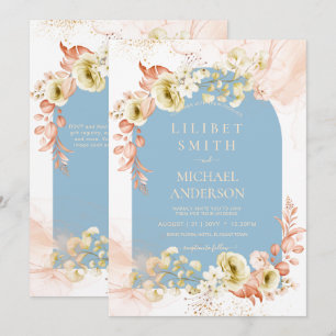 Seasons Dusty Blue Coral Floral Mix Hochzeit