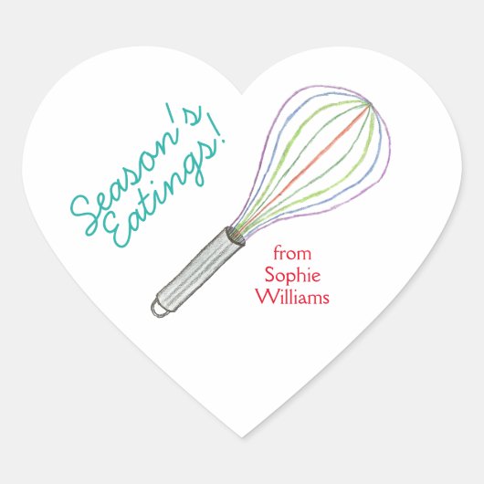 Season's Eatings cookie gift labels Herz-Aufkleber (Vorderseite)