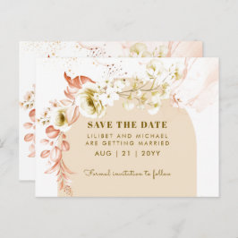 Seasons Fall Earthen Boho Floral Wedding RETT DATE Postkarte