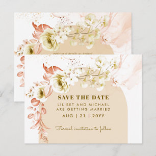Seasons Fall Earthen Boho Floral Wedding RETT DATE Postkarte