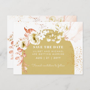 Seasons Fall Earthen Boho Floral Wedding RETT DATE Postkarte