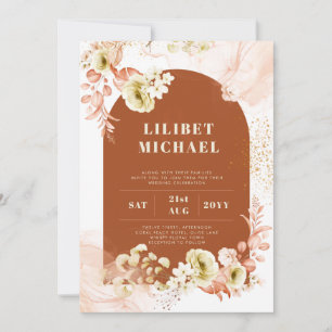 Seasons Fall Earthen Mix Boho Floral Wedding Einladung