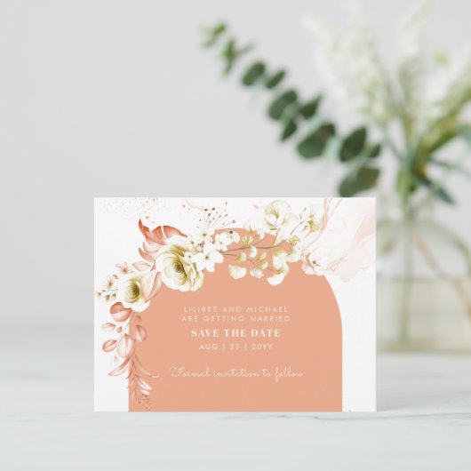 Seasons Fall Earthen Mix Boho Floral Wedding Postkarte (Stehend Vorderseite)