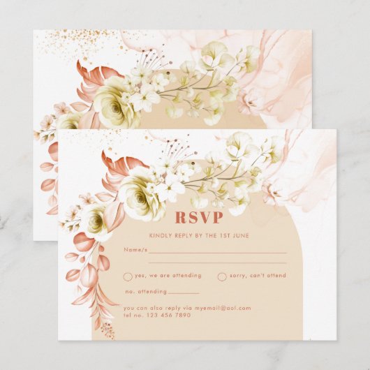 Seasons Fall Earthen Mix Boho Floral Wedding Postkarte (Vorne/Hinten)