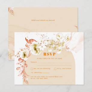 Seasons Fall Earthen Mix Boho Floral Wedding RSVP Postkarte