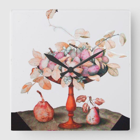 SEASON'S FRÜCHTE JASMINE, PEARS PFLAUMEN, BOWL QUADRATISCHE WANDUHR (Vorderseite)