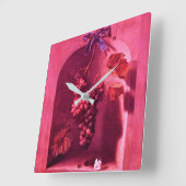 SEASON'S FRUITS HANGED GRAPES Antique Pink Rustic Quadratische Wanduhr (Winkel)