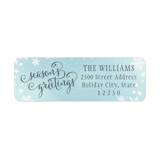 Seasons Greetings Blue Snowflake Return Address (Vorne)