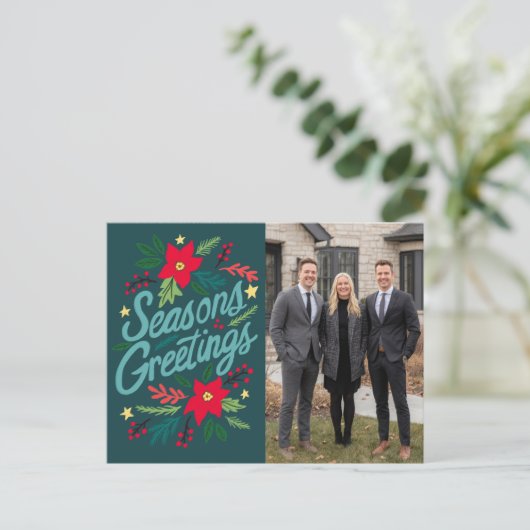 SEASONS GREETINGS Business Christmas CUSTOM PHOTO Postkarte (Stehend Vorderseite)