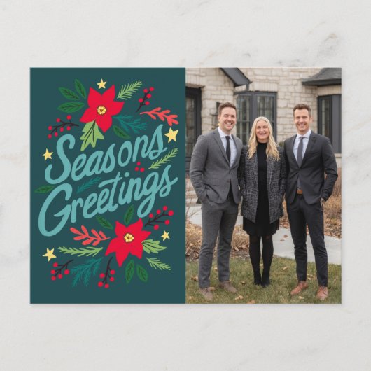 SEASONS GREETINGS Business Christmas CUSTOM PHOTO Postkarte (Vorderseite)