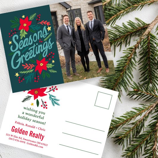 SEASONS GREETINGS Business Christmas CUSTOM PHOTO Postkarte
