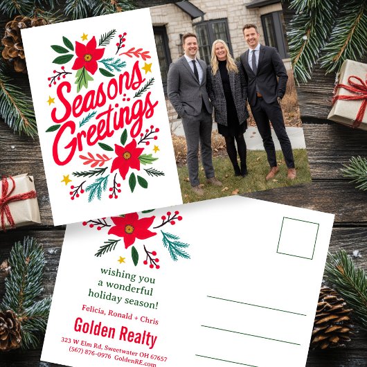 SEASONS GREETINGS Business Christmas CUSTOM PHOTO Postkarte