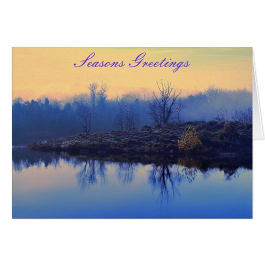 Seasons Greetings Card (lake & woods photo scene) (Vorderseite (Horizontal))