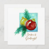 Season's Greetings Card With Baubles Dankeskarte (Vorne/Hinten)