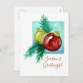 Season's Greetings Card With Baubles Feiertagspostkarte (Vorne/Hinten)