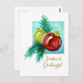 Season's Greetings Card With Baubles Postkarte (Vorne/Hinten)