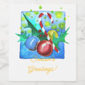 Season's Greetings Card With Baubles  Weinetikett (Einzelnes Label)