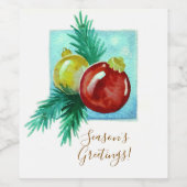 Season's Greetings Card With Baubles Weinetikett (Einzelnes Label)