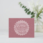 Season's Greetings Christmas Script Postkarte (Stehend Vorderseite)