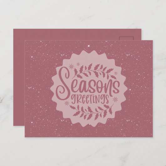 Season's Greetings Christmas Script Postkarte (Vorne/Hinten)