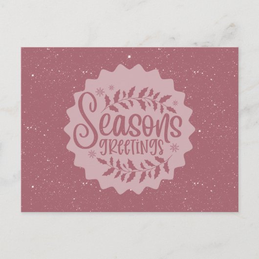 Season's Greetings Christmas Script Postkarte (Vorderseite)