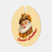 Season's Greetings - Fall Santa Ornament Aus Metall (Vorderseite links)
