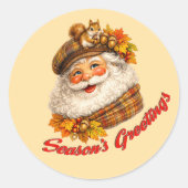 Season's Greetings - Fall Santa Runder Aufkleber (Vorderseite)