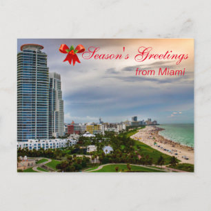 Season's Greetings from Miami Holiday Postcard Feiertagspostkarte