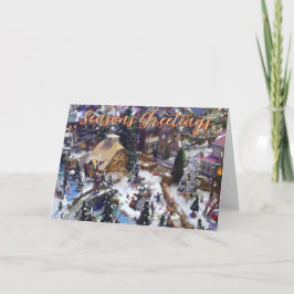 Seasons Greetings From our Village to Yours Dankeskarte