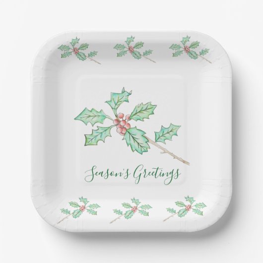 Season's Greetings Paper Plate Pappteller (Vorderseite)