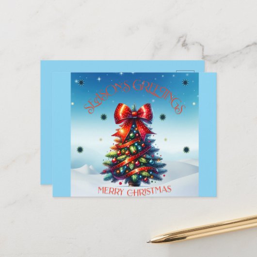 SEASON'S GREETINGS Postcard Feiertagspostkarte (Vorderseite/Rückseite Beispiel)