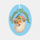 Season's Greetings - Spring Santa Ornament Aus Metall (Vorderseite links)