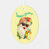 Season's Greetings - Summer Santa Ornament Aus Metall (Vorderseite links)