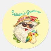 Season's Greetings - Summer Santa Runder Aufkleber (Vorderseite)