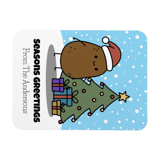Seasons Greetings With A Potato Magnet (Horizontal)